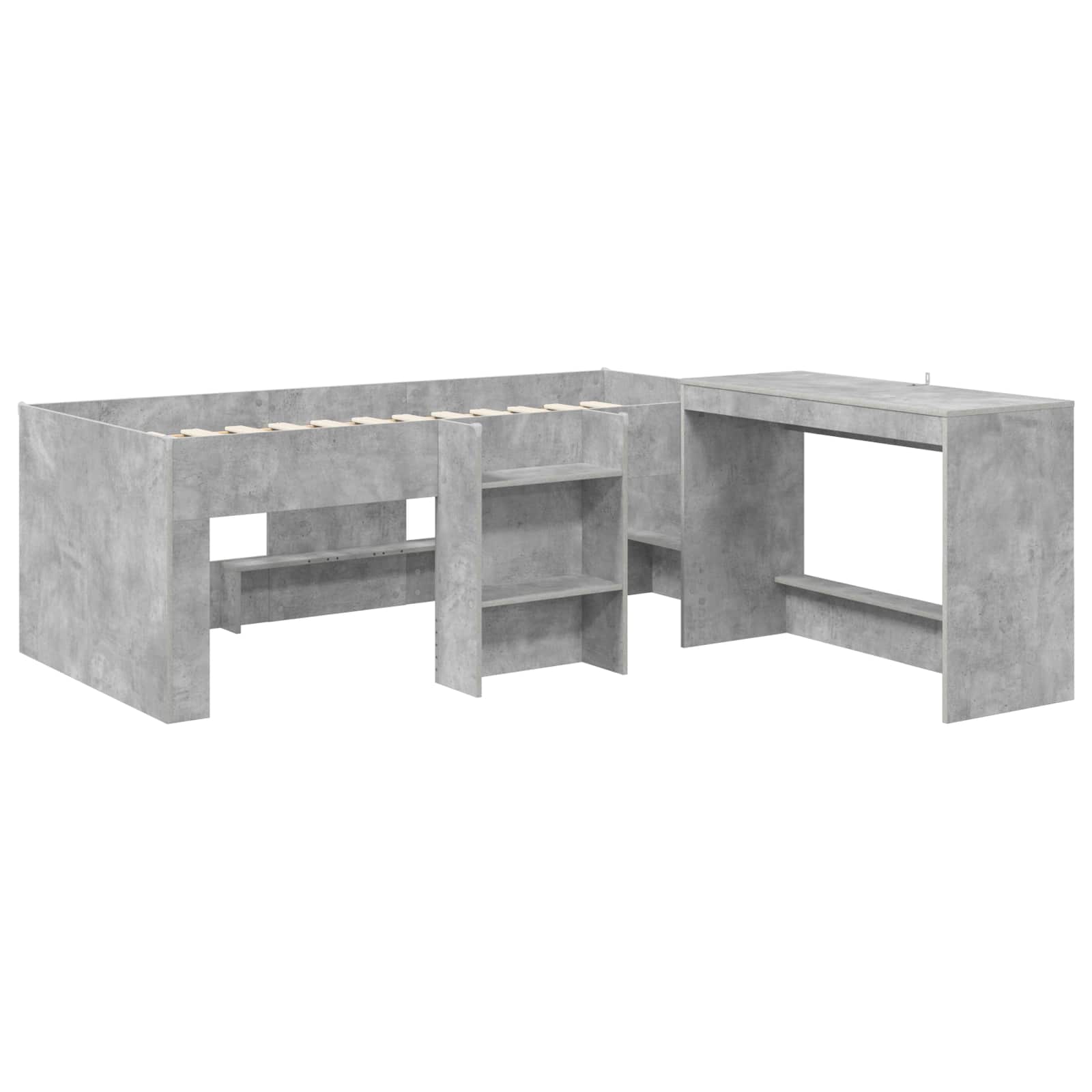 Lit haut pour enfants avec bureau 2 pc Gris béton - XIOS