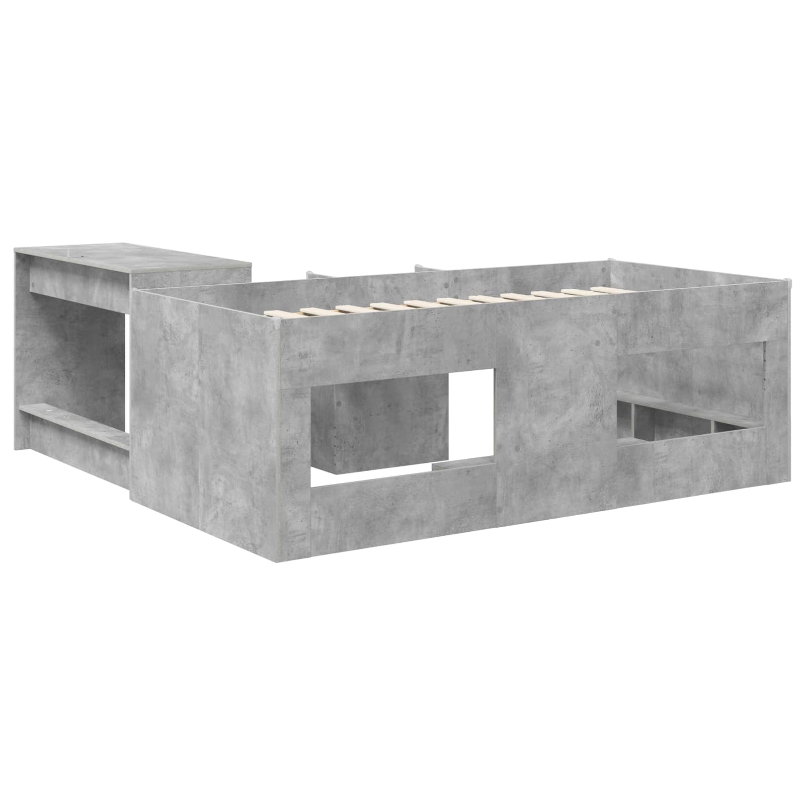 Lit haut pour enfants avec bureau 2 pc Gris béton - XIOS