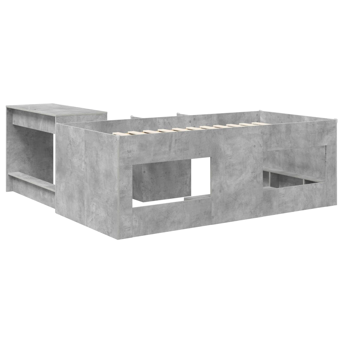 Lit haut pour enfants avec bureau 2 pc Gris béton