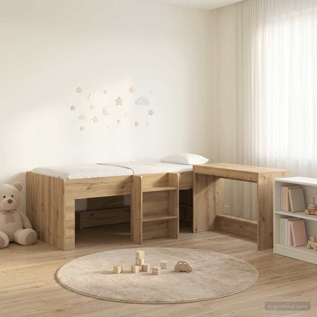 Lit haut pour enfants avec bureau 2 pc Chêne artisanal - XIOS