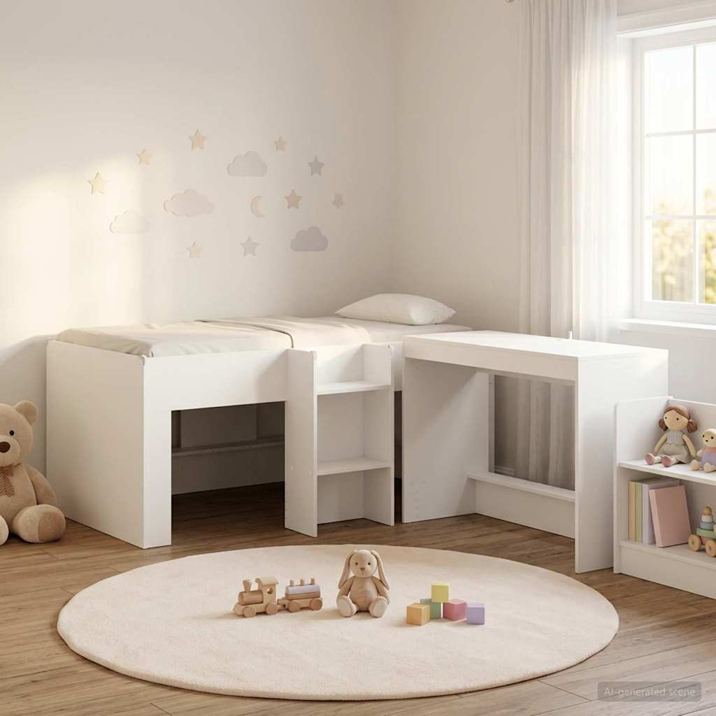 Lit haut pour enfants avec bureau 2 pc Blanc Bois d'ingénierie - XIOS