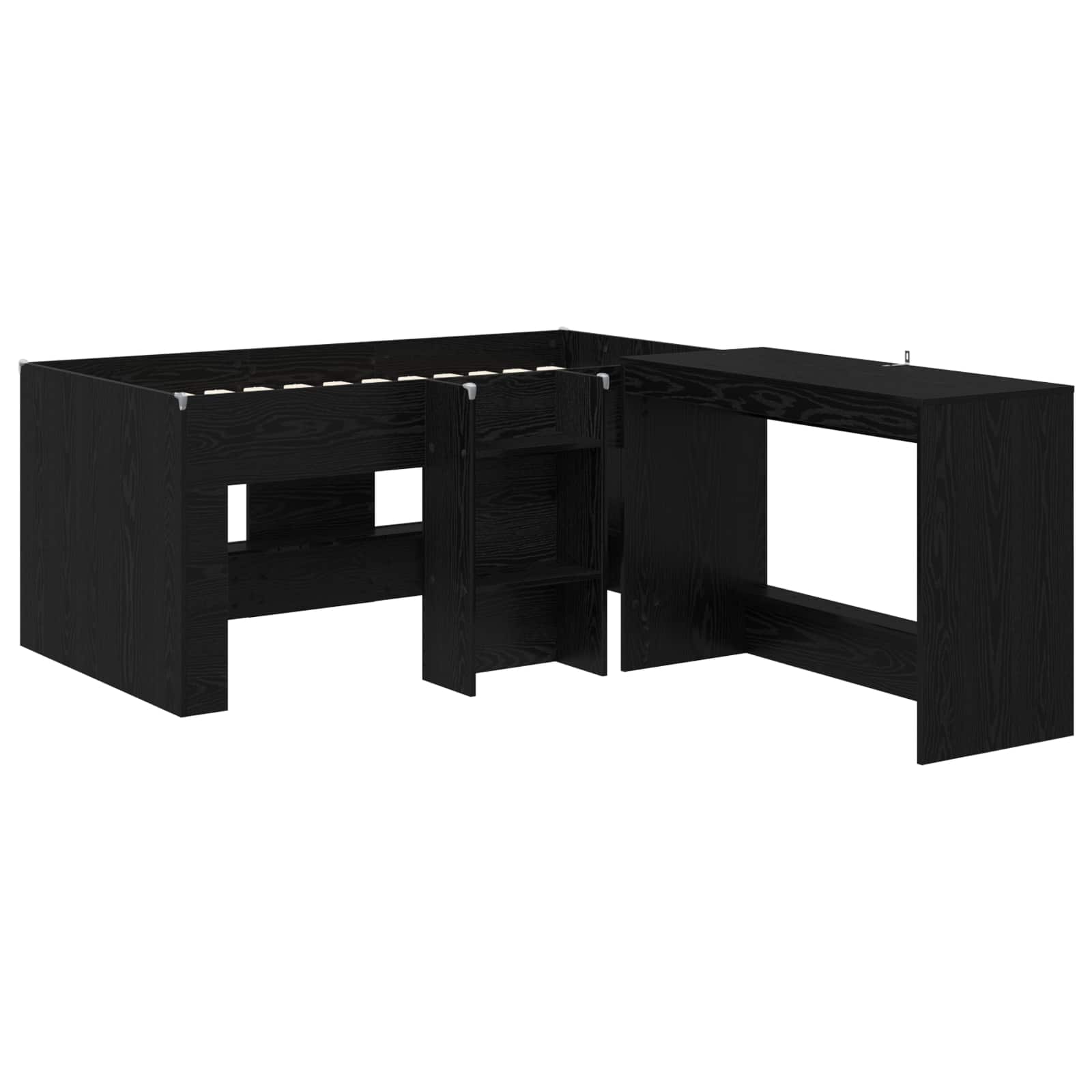 Lit haut pour enfants avec bureau 2 pc Chêne noir - XIOS