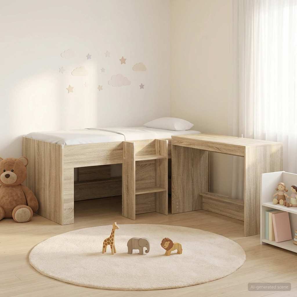 Lit haut pour enfants avec bureau 2 pc Chêne Sonoma - XIOS