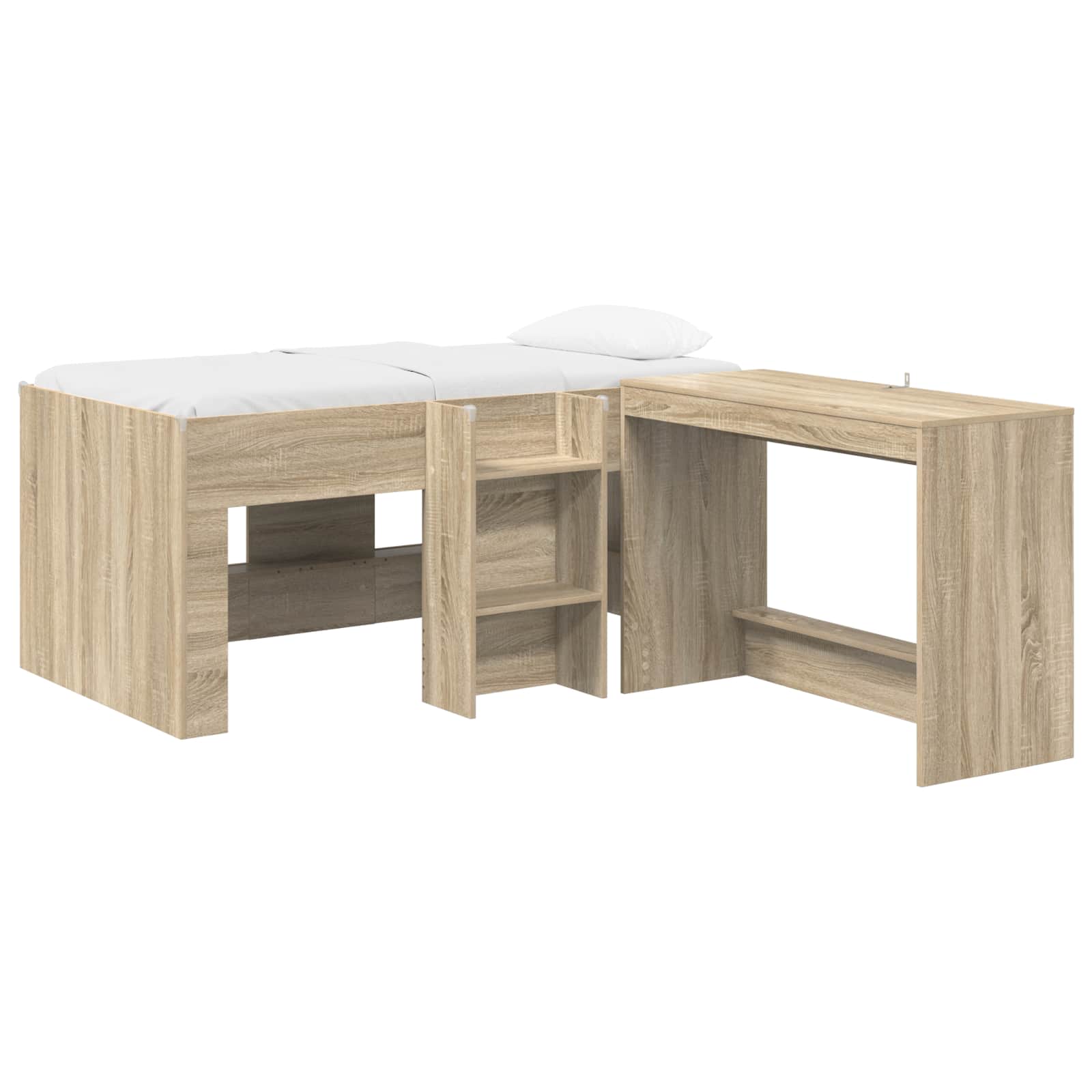 Lit haut pour enfants avec bureau 2 pc Chêne Sonoma