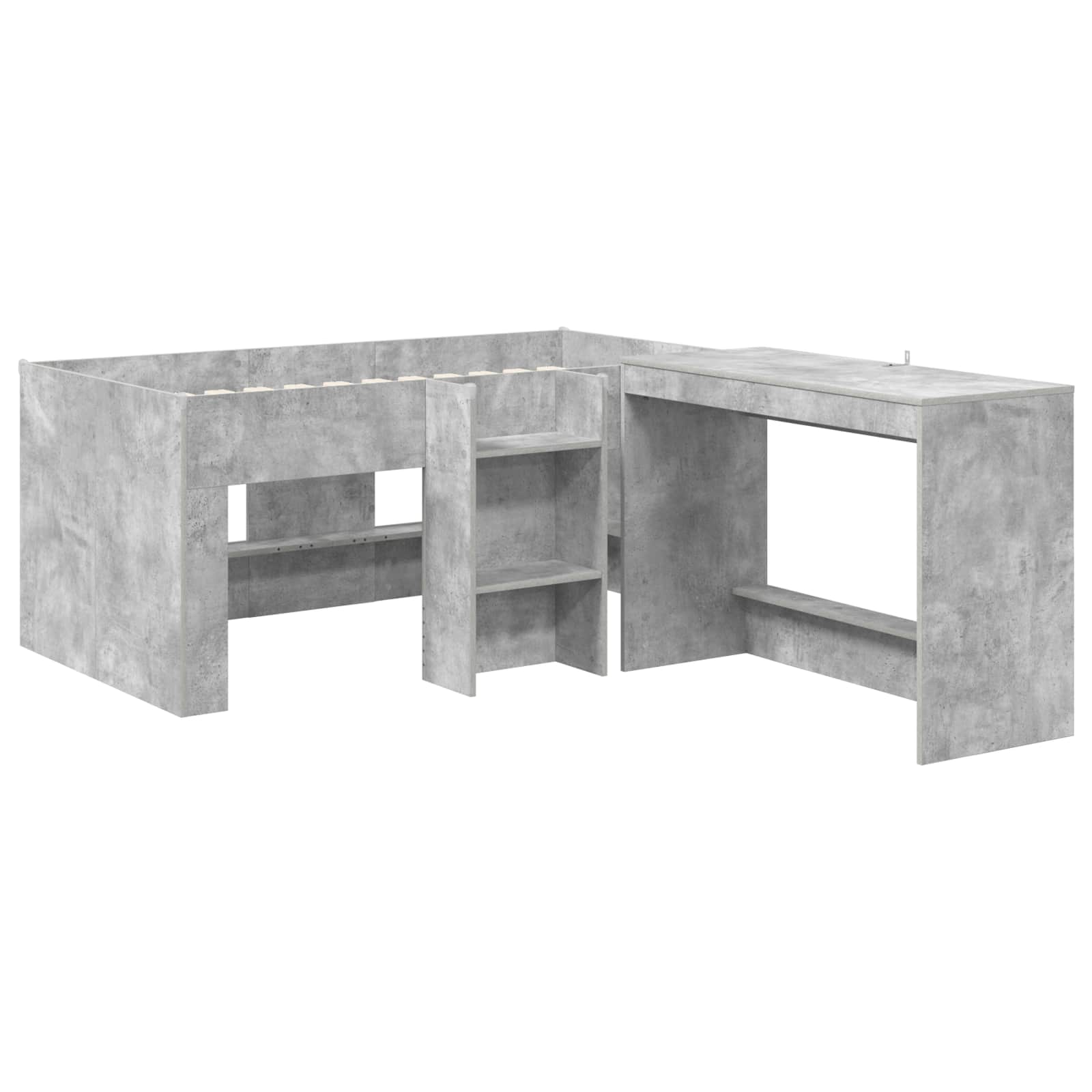 Lit haut pour enfants avec bureau 2 pc Gris béton - XIOS