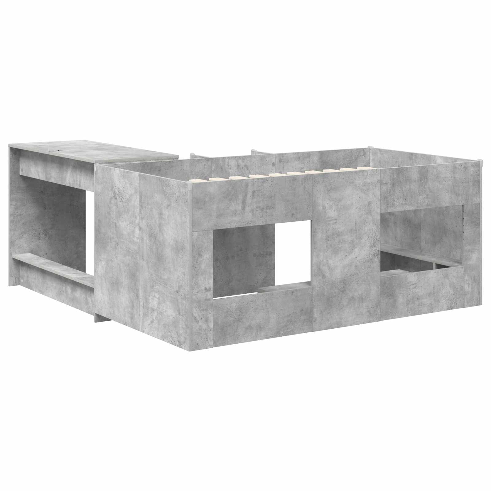 Lit haut pour enfants avec bureau 2 pc Gris béton - XIOS