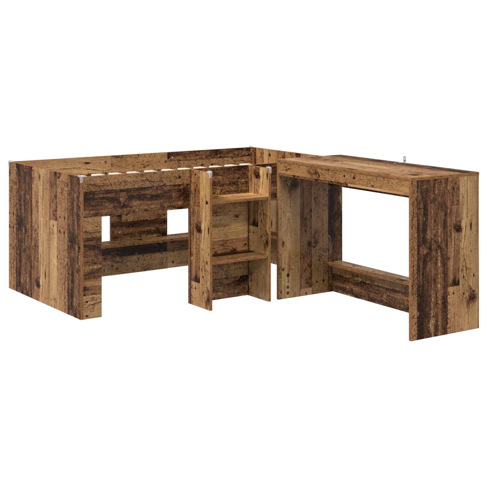 Lit haut pour enfants avec bureau 2 pc Bois ancien - XIOS