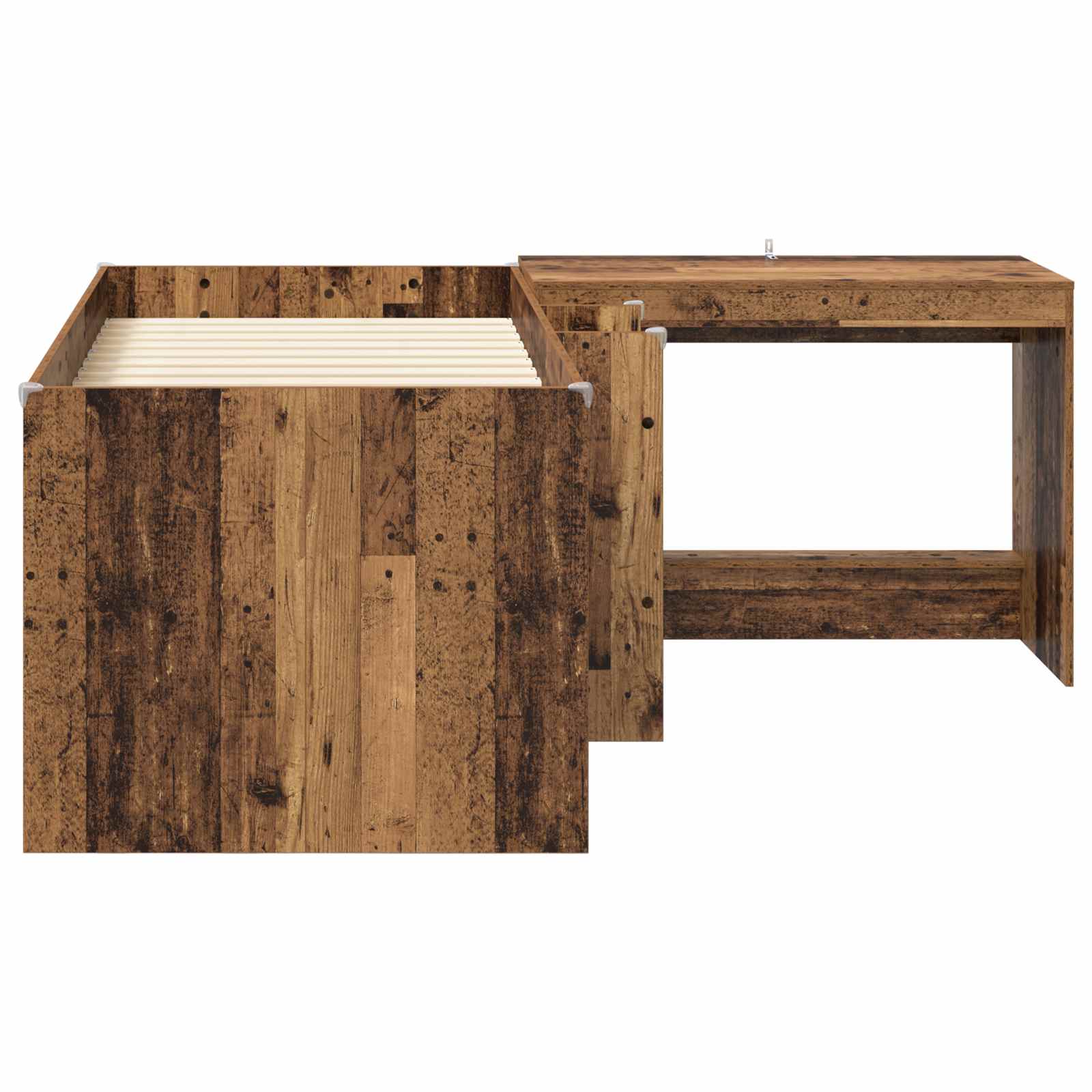 Lit haut pour enfants avec bureau 2 pc Bois ancien - XIOS