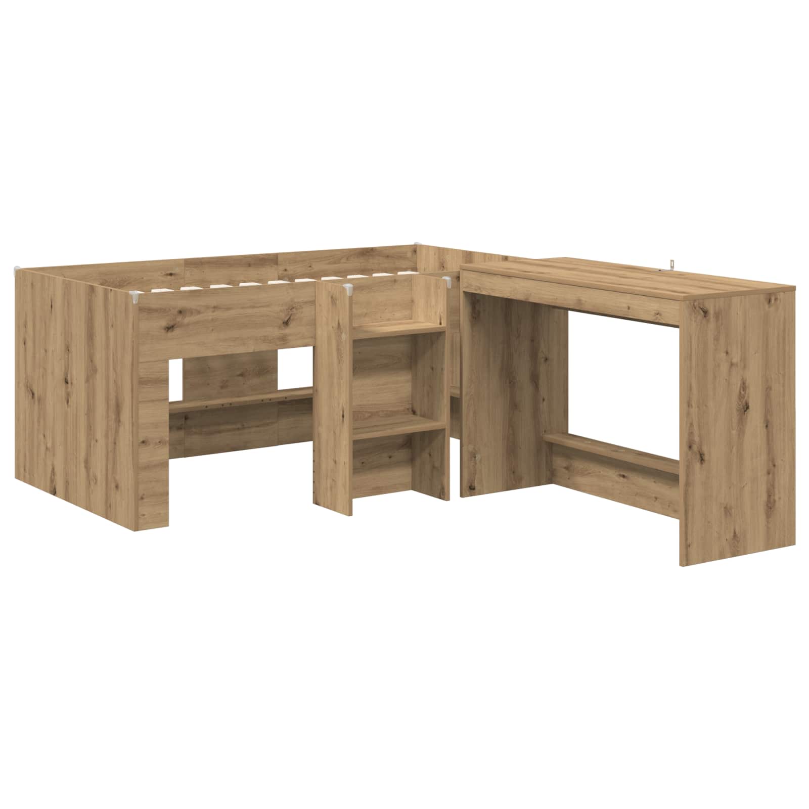 Lit haut pour enfants avec bureau 2 pc Chêne artisanal - XIOS