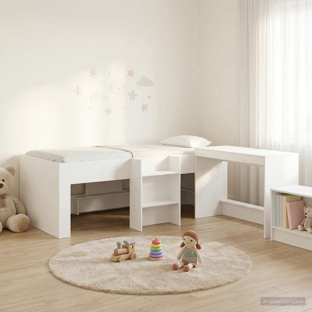 Lit haut pour enfants avec bureau 2 pc Blanc Bois d'ingénierie - XIOS
