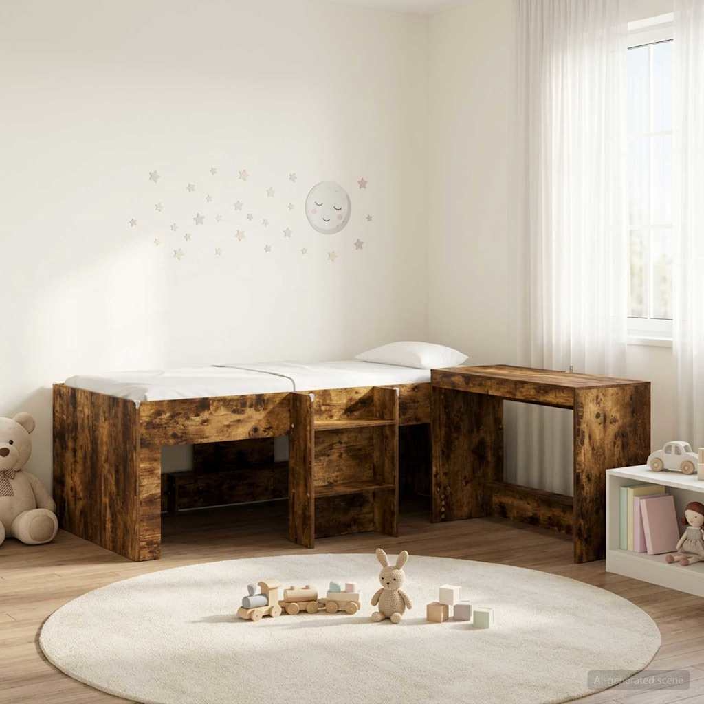 Lit haut pour enfants avec bureau 2 pc Chêne fumé - XIOS