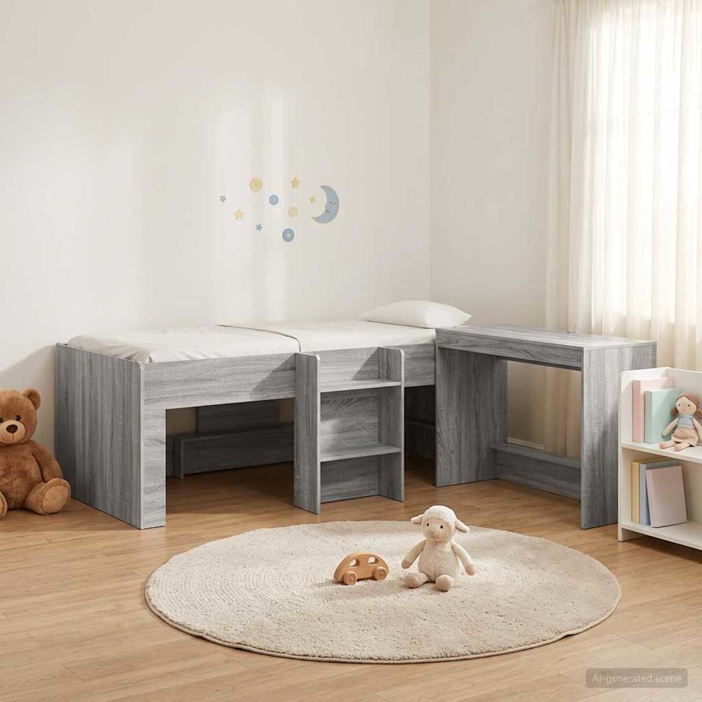 Lit haut pour enfants avec bureau 2 pc Sonoma gris - XIOS