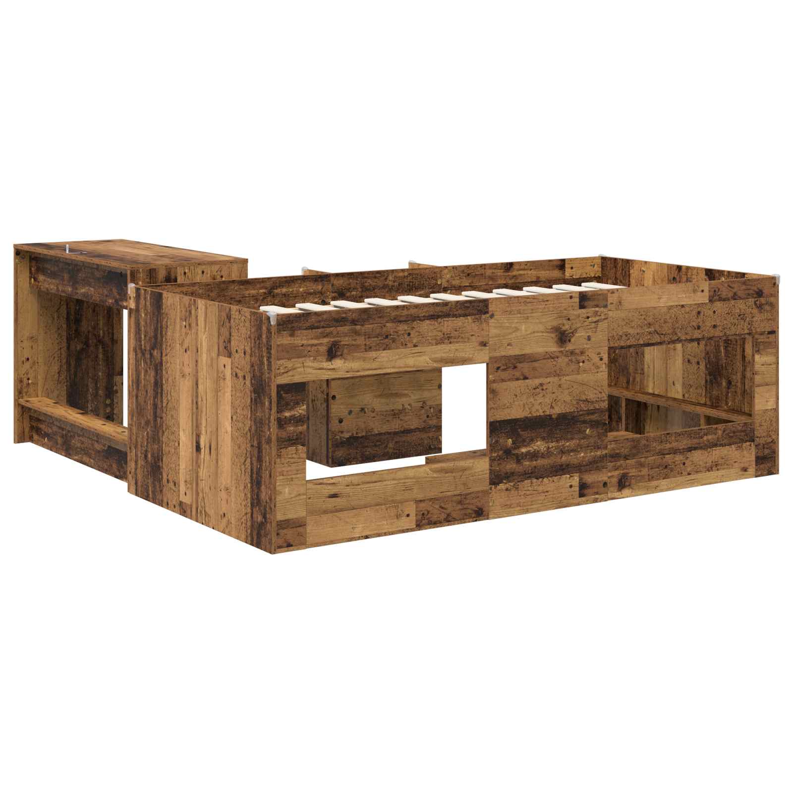 Lit haut pour enfants avec bureau Bois ancien 90 x 190 cm - XIOS