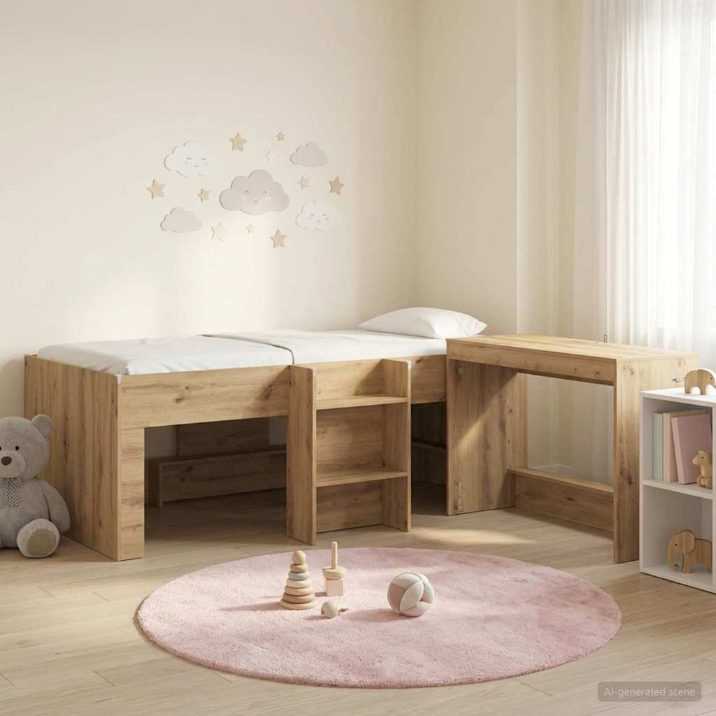 Lit haut pour enfants avec bureau 2 pc Chêne artisanal - XIOS