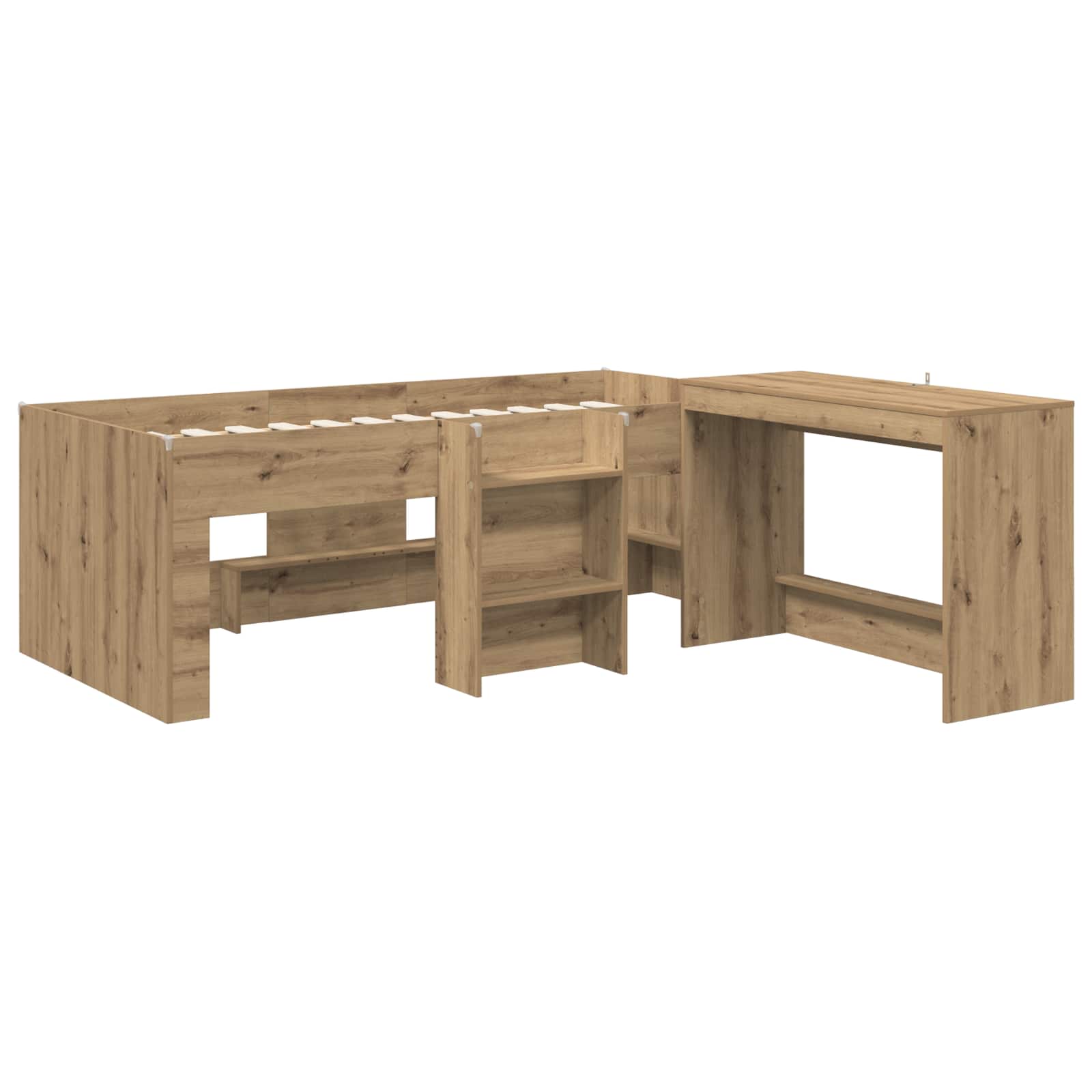 Lit haut pour enfants avec bureau 2 pc Chêne artisanal - XIOS