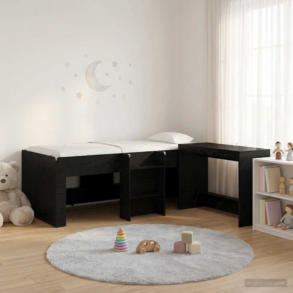 Lit haut pour enfants avec bureau 2 pc Chêne noir - XIOS
