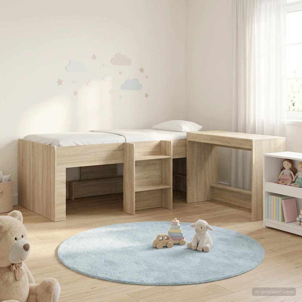 Lit haut pour enfants avec bureau 2 pc Chêne Sonoma - XIOS