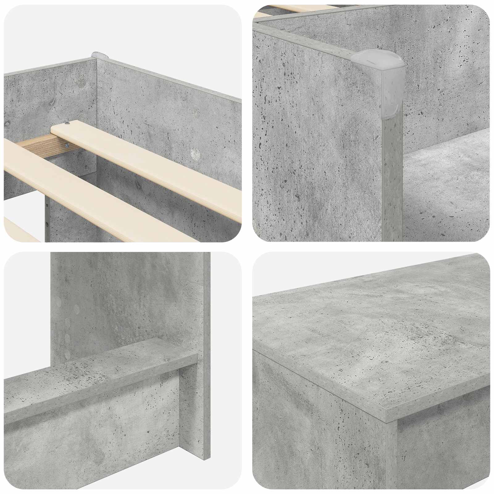 Lit haut pour enfants avec bureau Gris béton 75 x 190 cm - XIOS