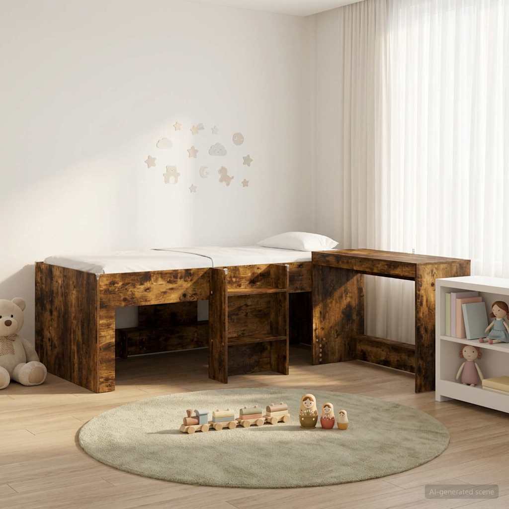 Lit haut pour enfants avec bureau 2 pc Chêne fumé - XIOS