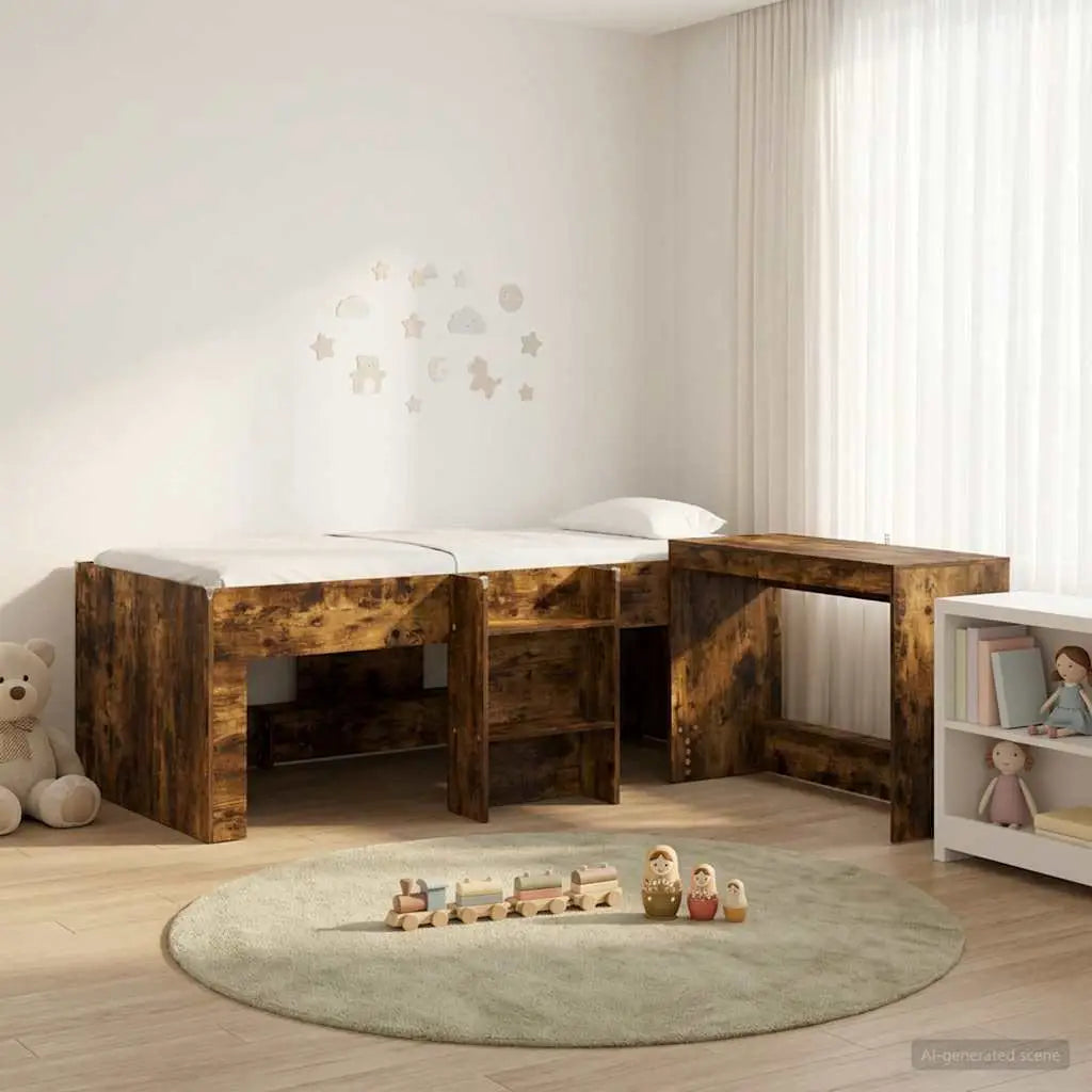 Lit haut pour enfants avec bureau 2 pc Chêne fumé - XIOS