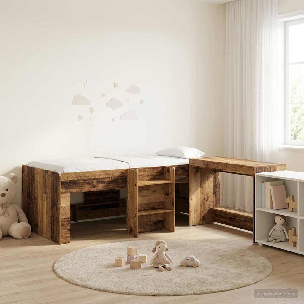 Lit haut pour enfants avec bureau 2 pc Bois ancien - XIOS