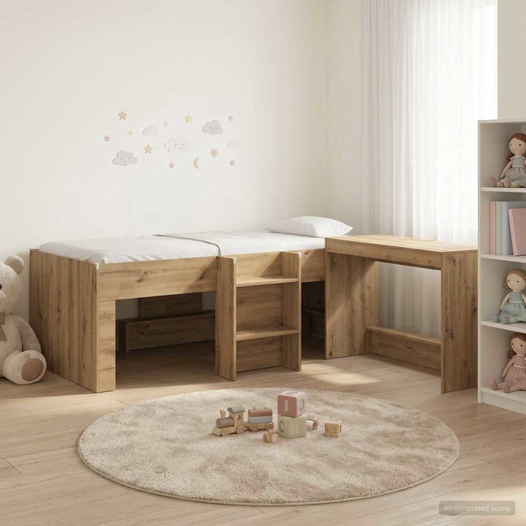 Lit haut pour enfants avec bureau 2 pc Chêne artisanal - XIOS