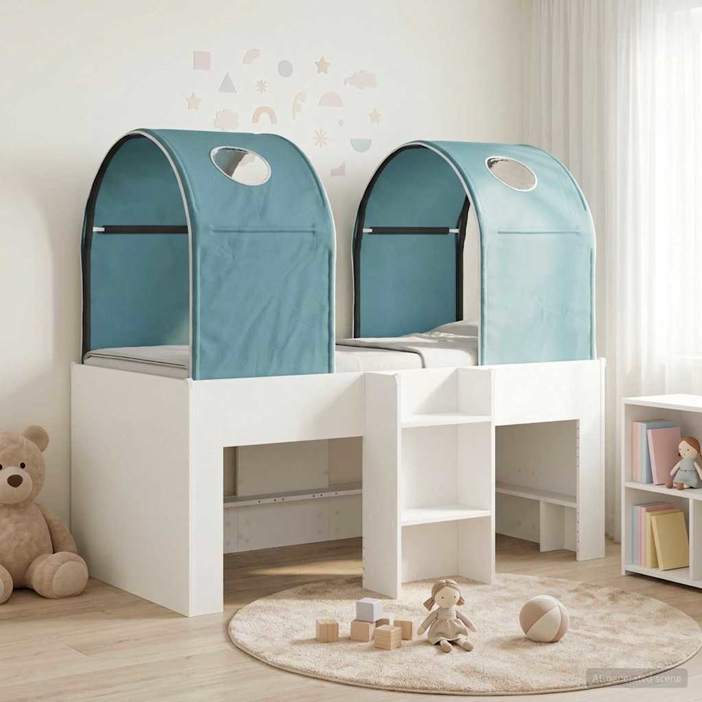 Lit avec Tunnel 3 pc Blanc et bleu clair Bois d'ingénierie - XIOS