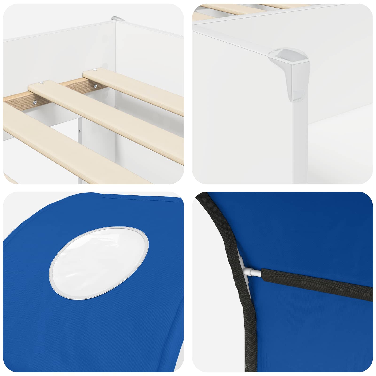 Lit avec Tunnel 3 pc Blanc et bleu Bois d'ingénierie - XIOS