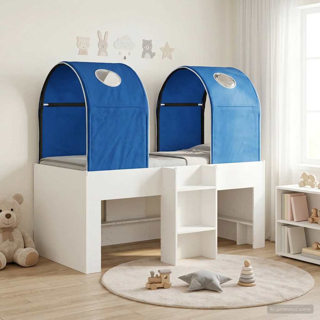 Lit avec Tunnel 3 pc Blanc et bleu Bois d'ingénierie - XIOS
