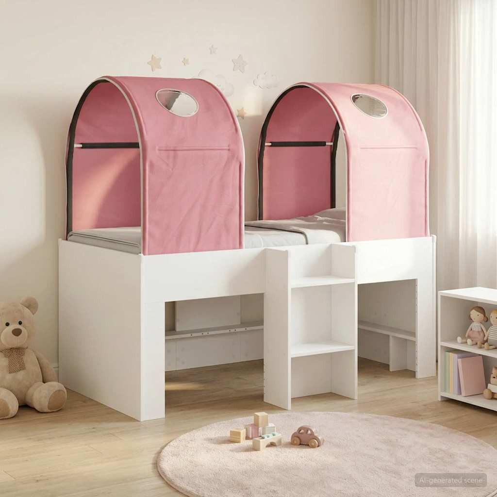Lit avec Tunnel 3 pc Blanc et rose Bois d'ingénierie - XIOS