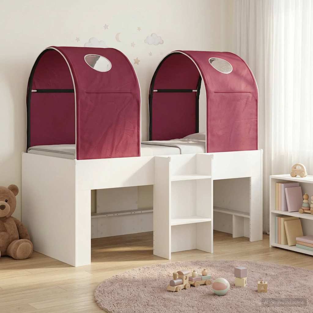 Lit avec Tunnel 4 pc Blanc et rouge Bois d'ingénierie - XIOS