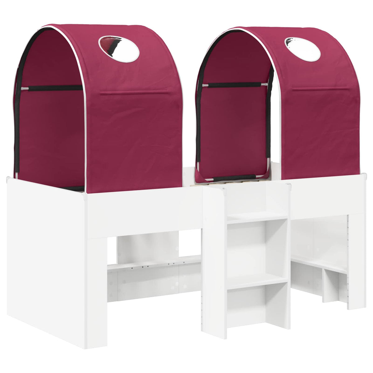 Lit avec Tunnel 4 pc Blanc et rouge Bois d'ingénierie - XIOS