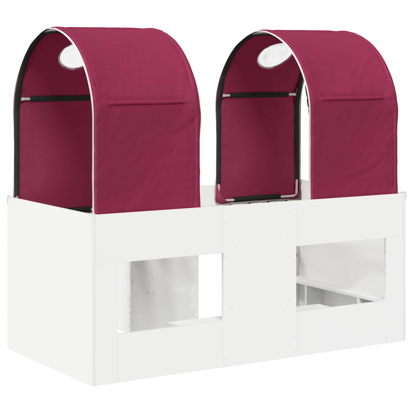 Lit avec Tunnel 4 pc Blanc et rouge Bois d'ingénierie - XIOS