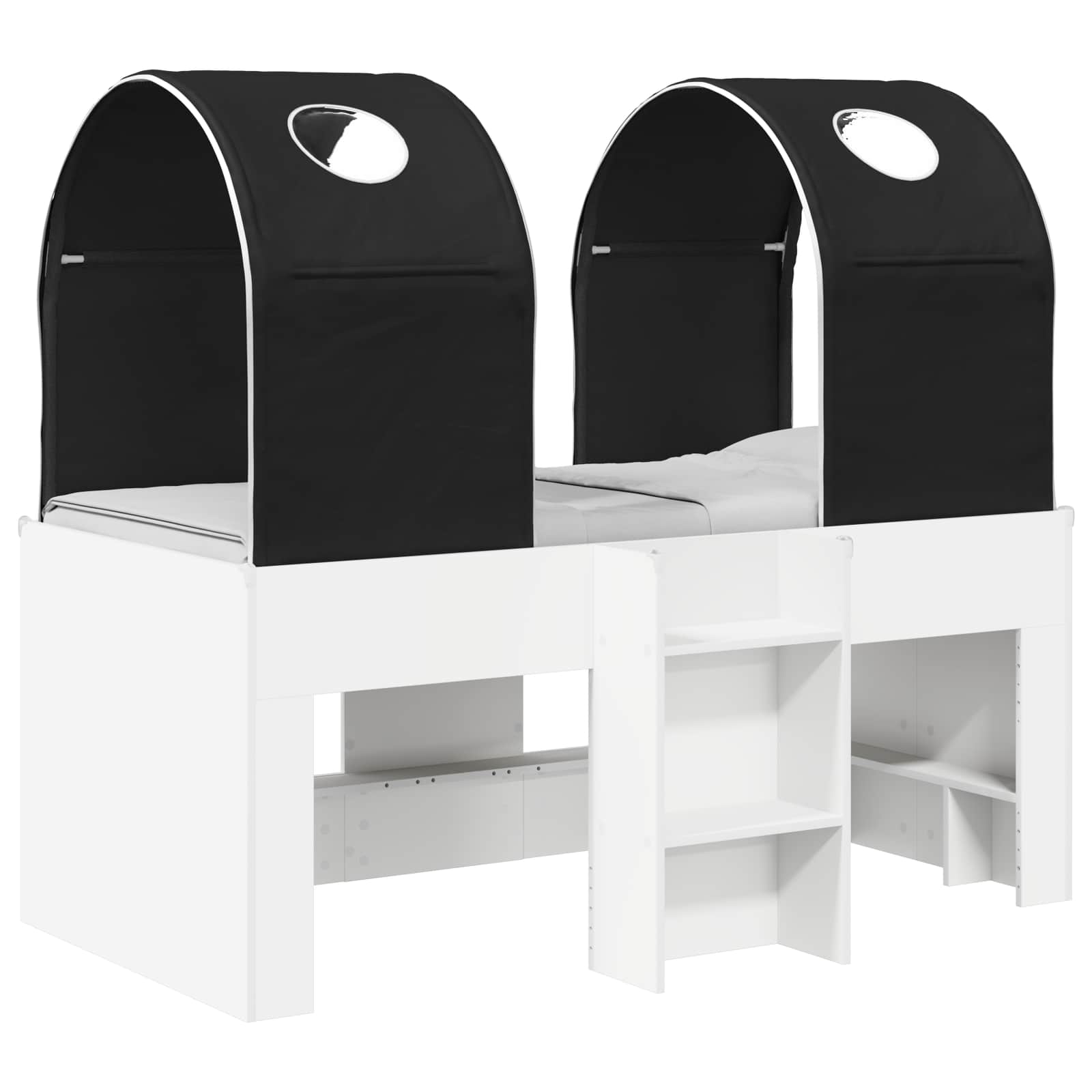 Lit avec Tunnel 3 pc Blanc et noir Bois d'ingénierie - XIOS