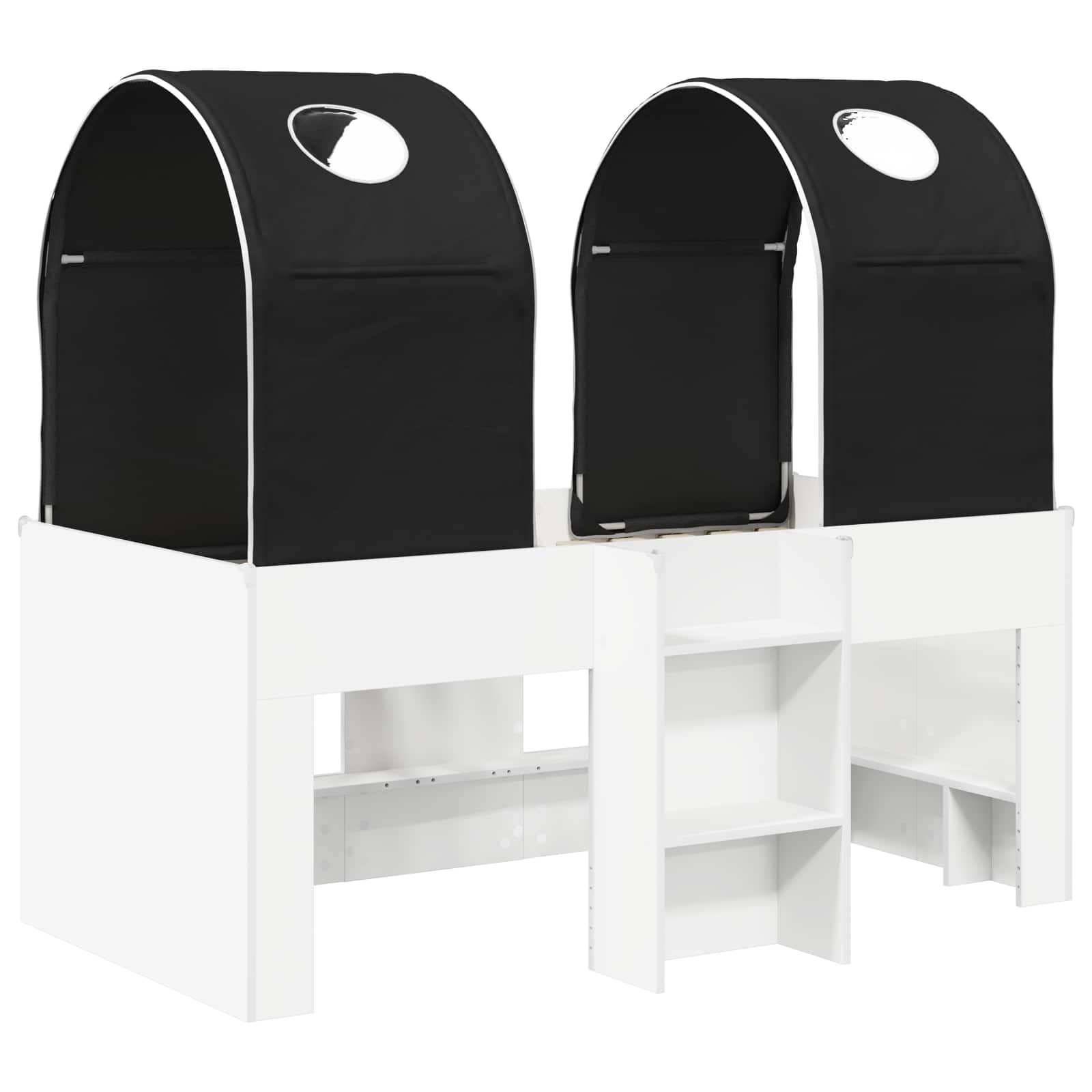 Lit avec Tunnel 3 pc Blanc et noir Bois d'ingénierie - XIOS