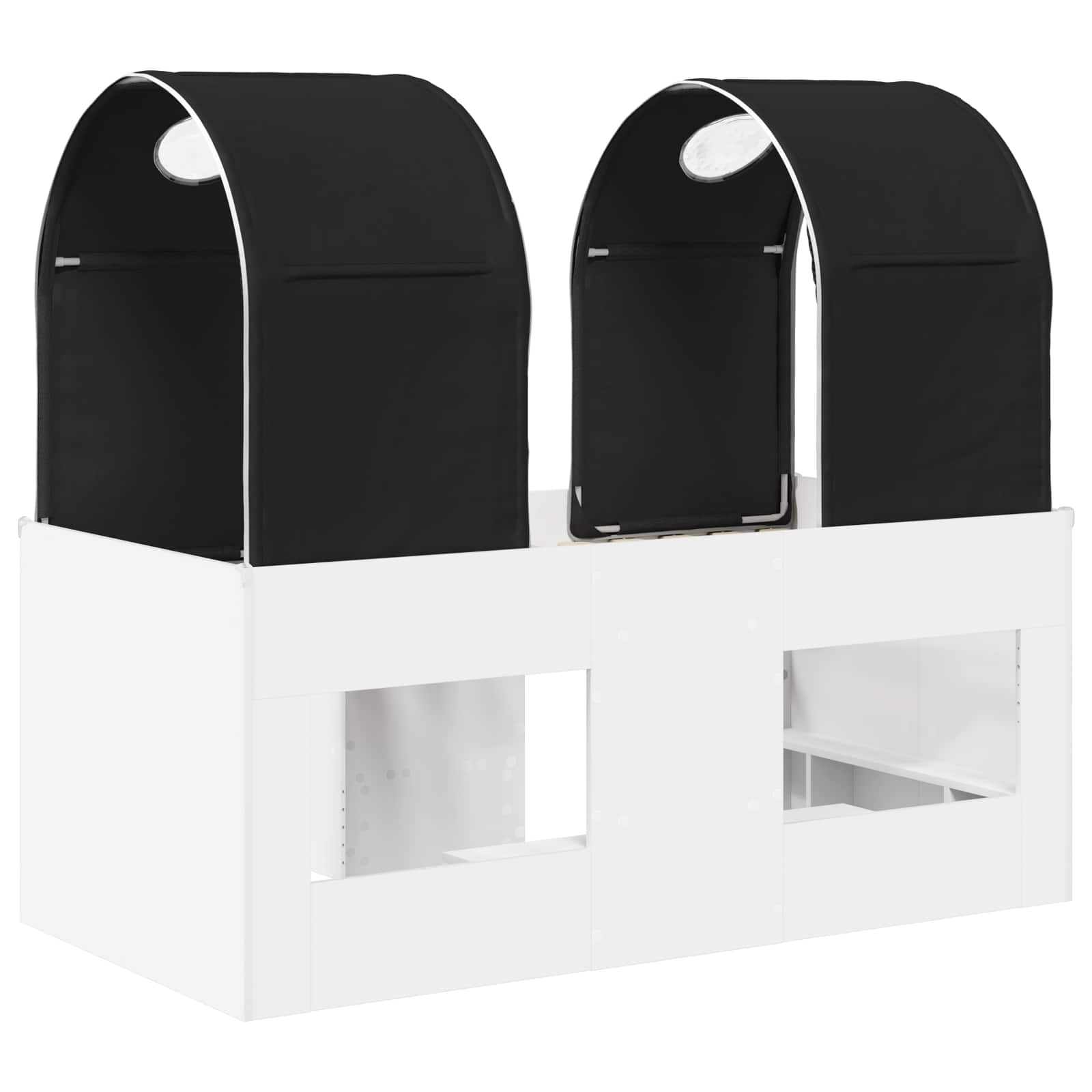 Lit avec Tunnel 3 pc Blanc et noir Bois d'ingénierie - XIOS