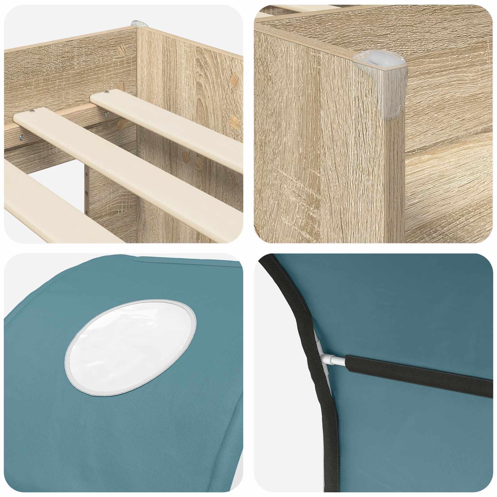 Lit avec Tunnel 3 pc Sonoma et Bleu Clair Bois d'ingénierie - XIOS