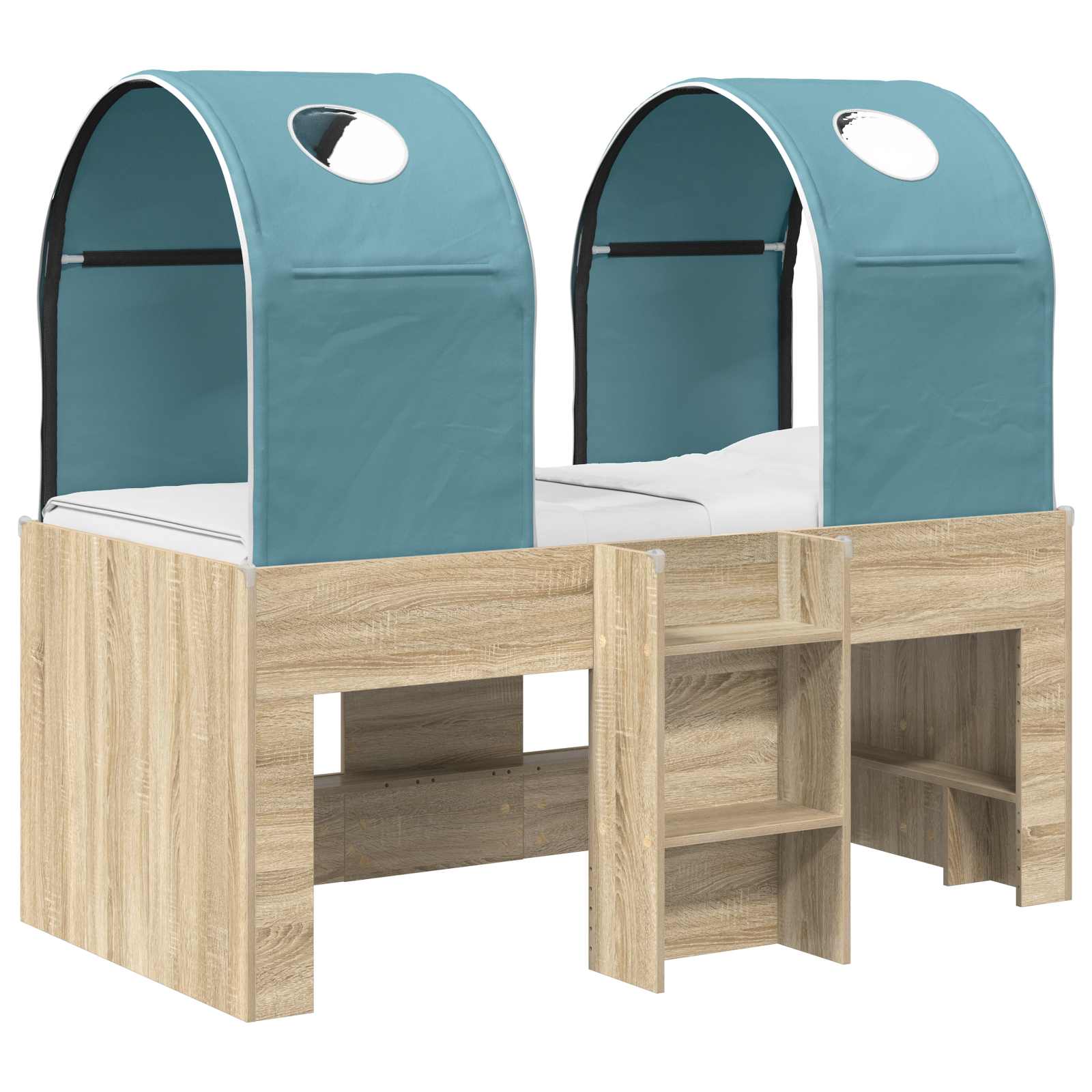 Lit avec Tunnel 3 pc Sonoma et Bleu Clair Bois d'ingénierie