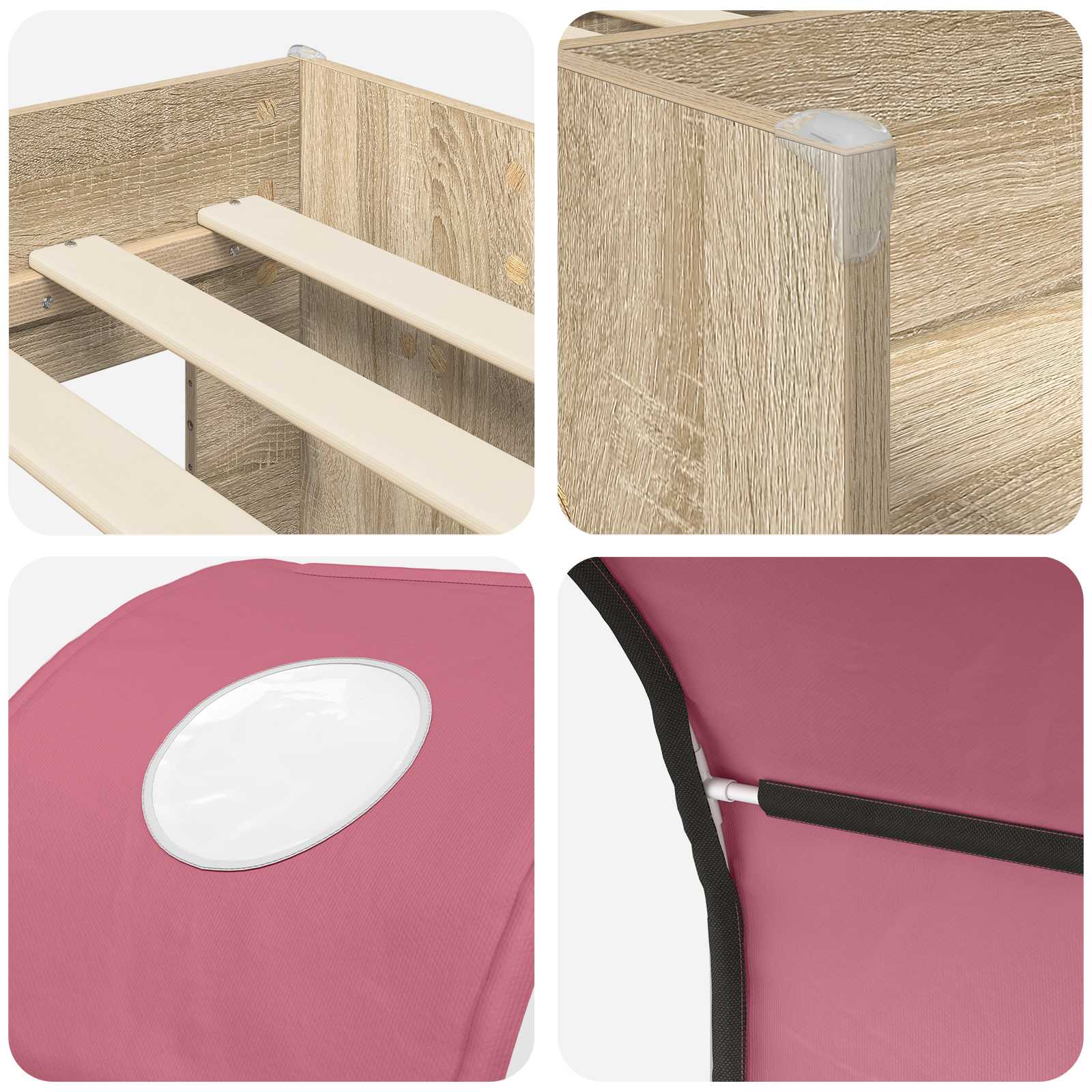 Lit avec Tunnel 3 pc Sonoma et Rose Bois d'ingénierie - XIOS