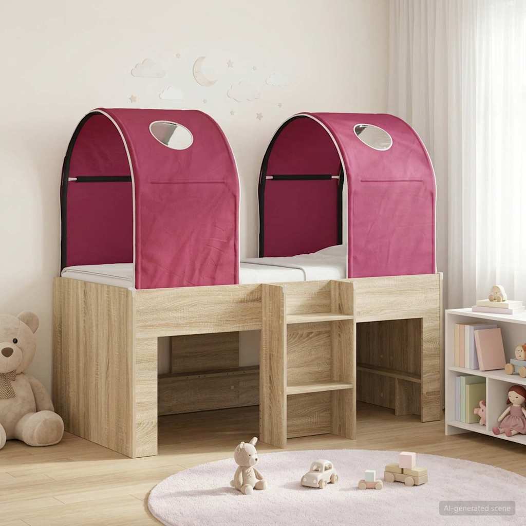 Lit avec Tunnel 3 pc Sonoma et Rouge Bois d'ingénierie - XIOS