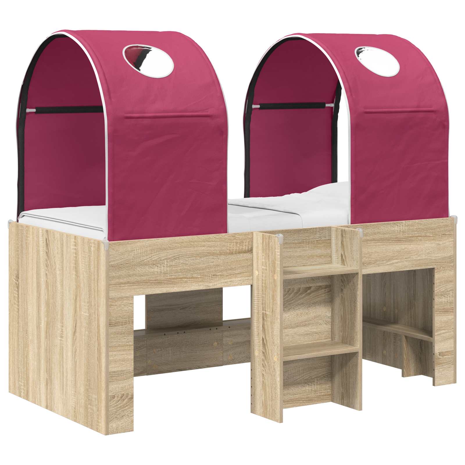 Lit avec Tunnel 3 pc Sonoma et Rouge Bois d'ingénierie