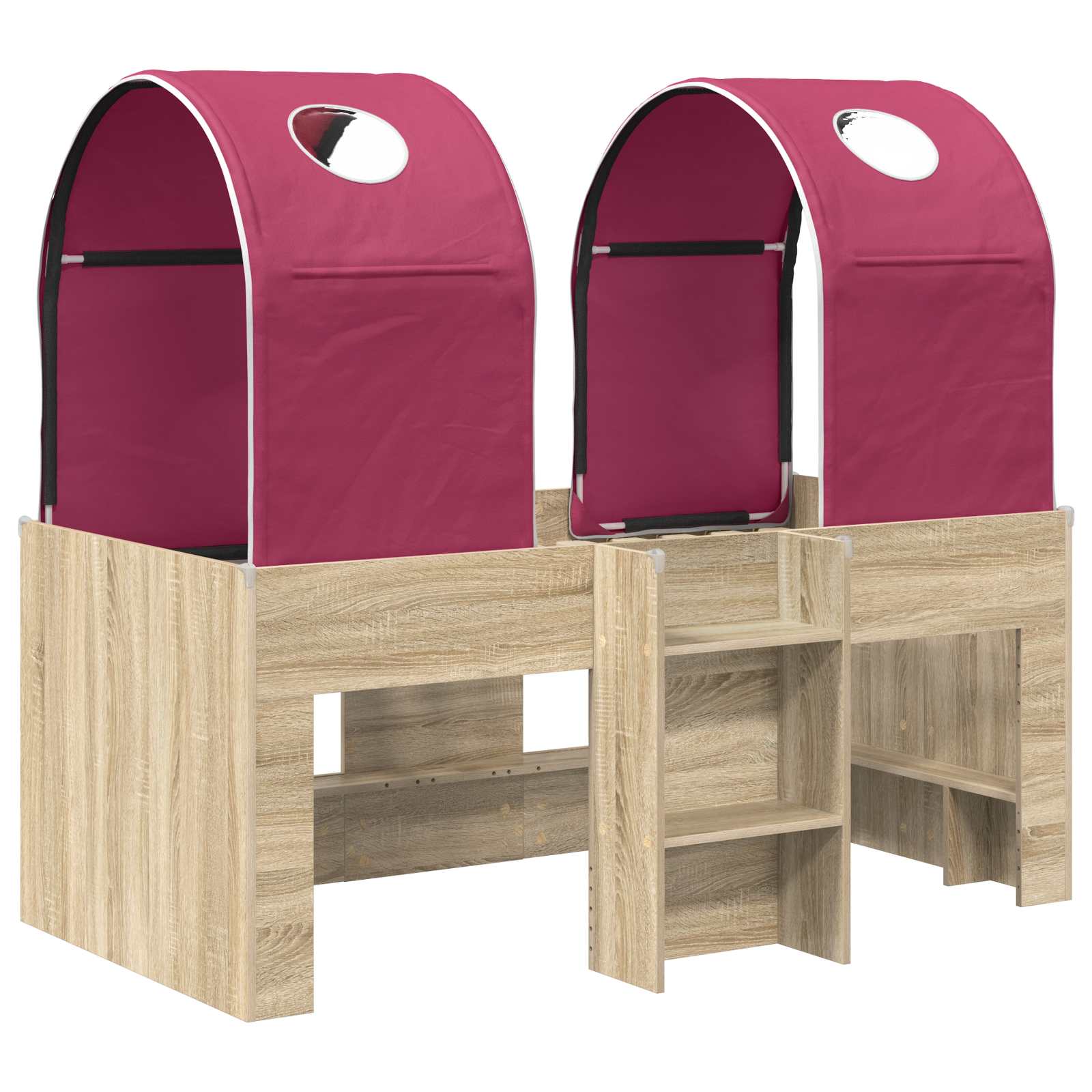 Lit avec Tunnel 3 pc Sonoma et Rouge Bois d'ingénierie - XIOS