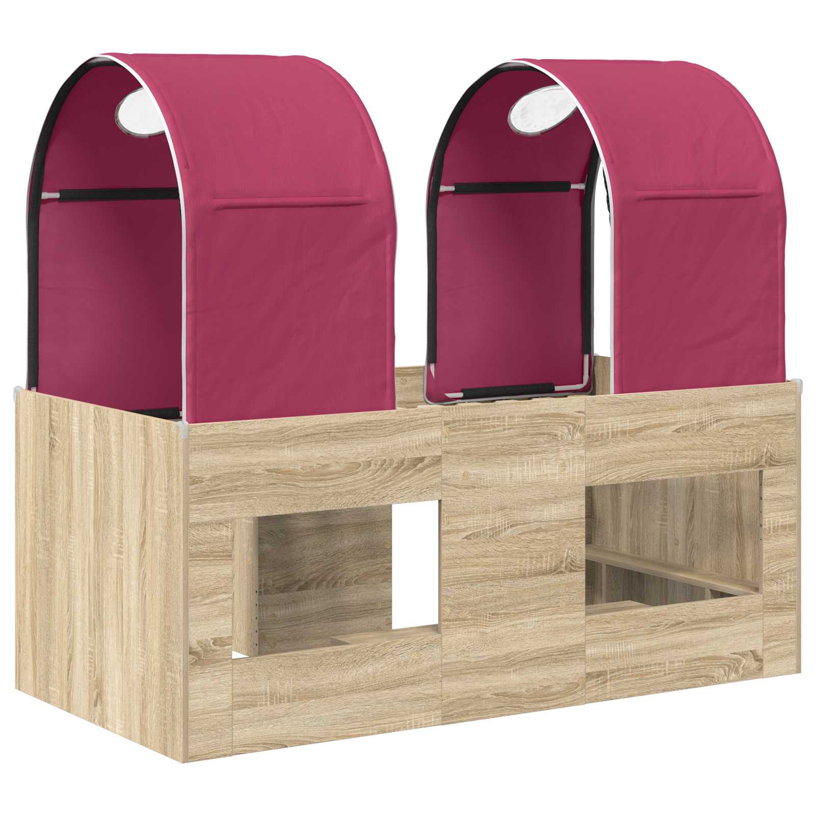 Lit avec Tunnel 3 pc Sonoma et Rouge Bois d'ingénierie - XIOS