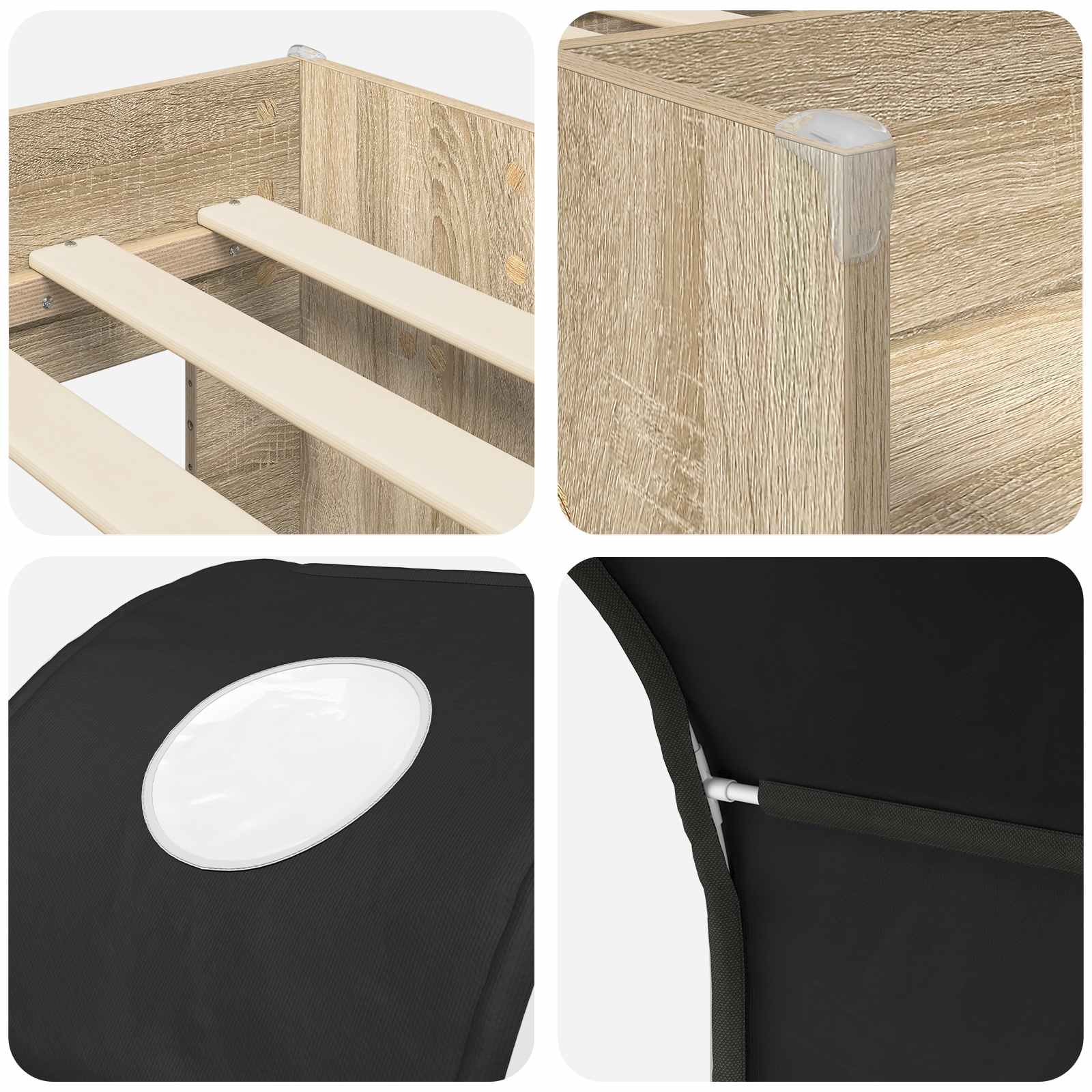 Lit avec Tunnel 3 pc Sonoma et Noir Bois d'ingénierie - XIOS