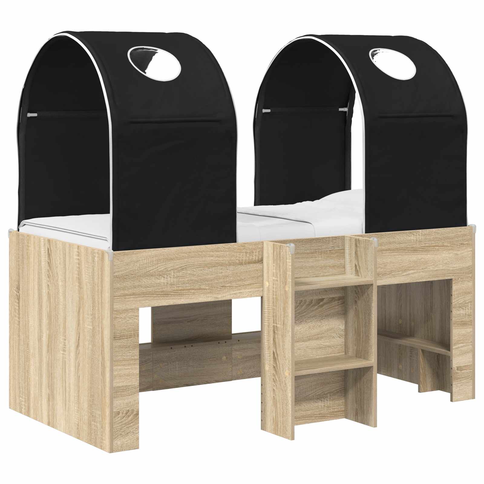 Lit avec Tunnel 3 pc Sonoma et Noir Bois d'ingénierie