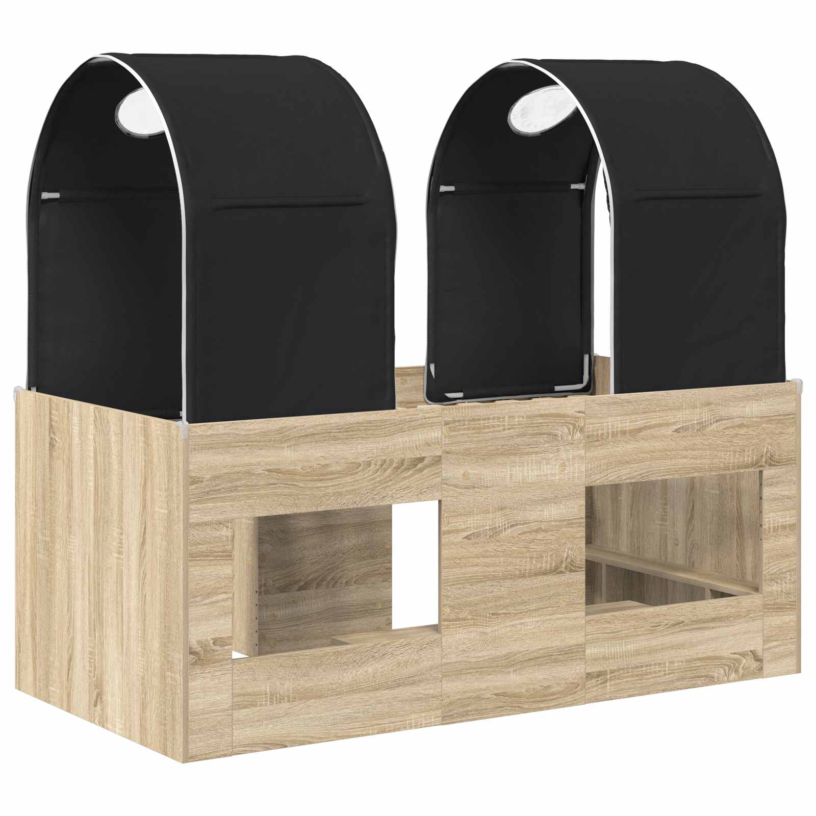 Lit avec Tunnel 3 pc Sonoma et Noir Bois d'ingénierie - XIOS