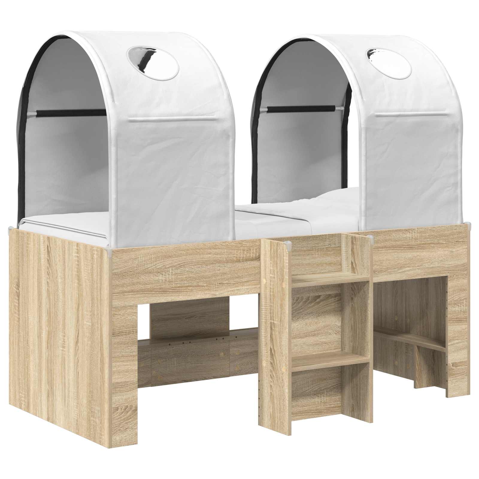 Lit avec Tunnel 3 pc Sonoma et Blanc Bois d'ingénierie