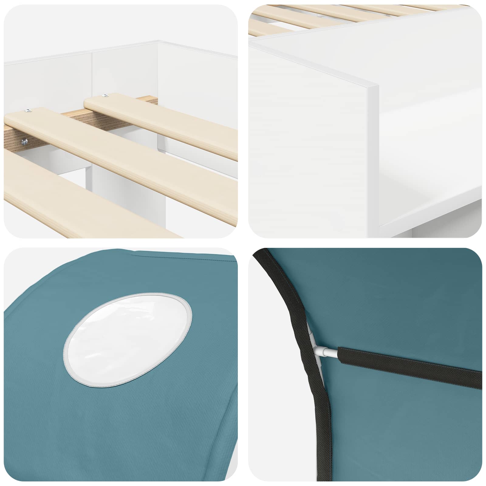 Lit avec Tunnel 3 pc Blanc et bleu clair Bois d'ingénierie - XIOS