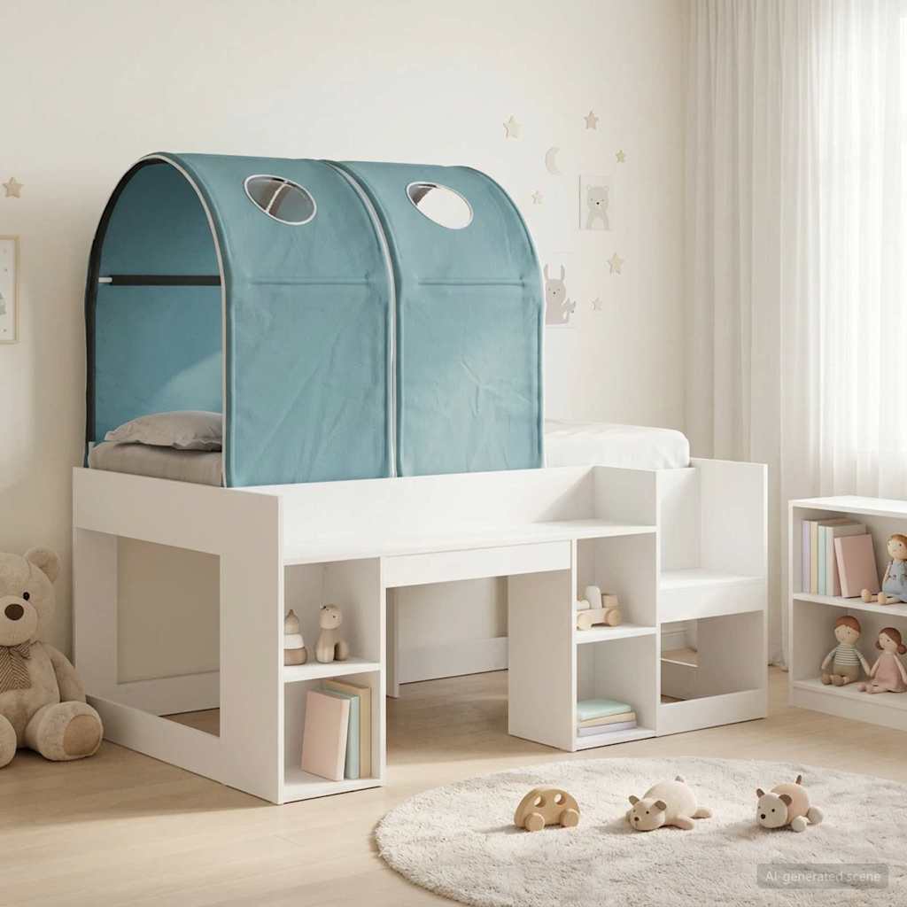 Lit avec Tunnel 3 pc Blanc et bleu clair Bois d'ingénierie - XIOS