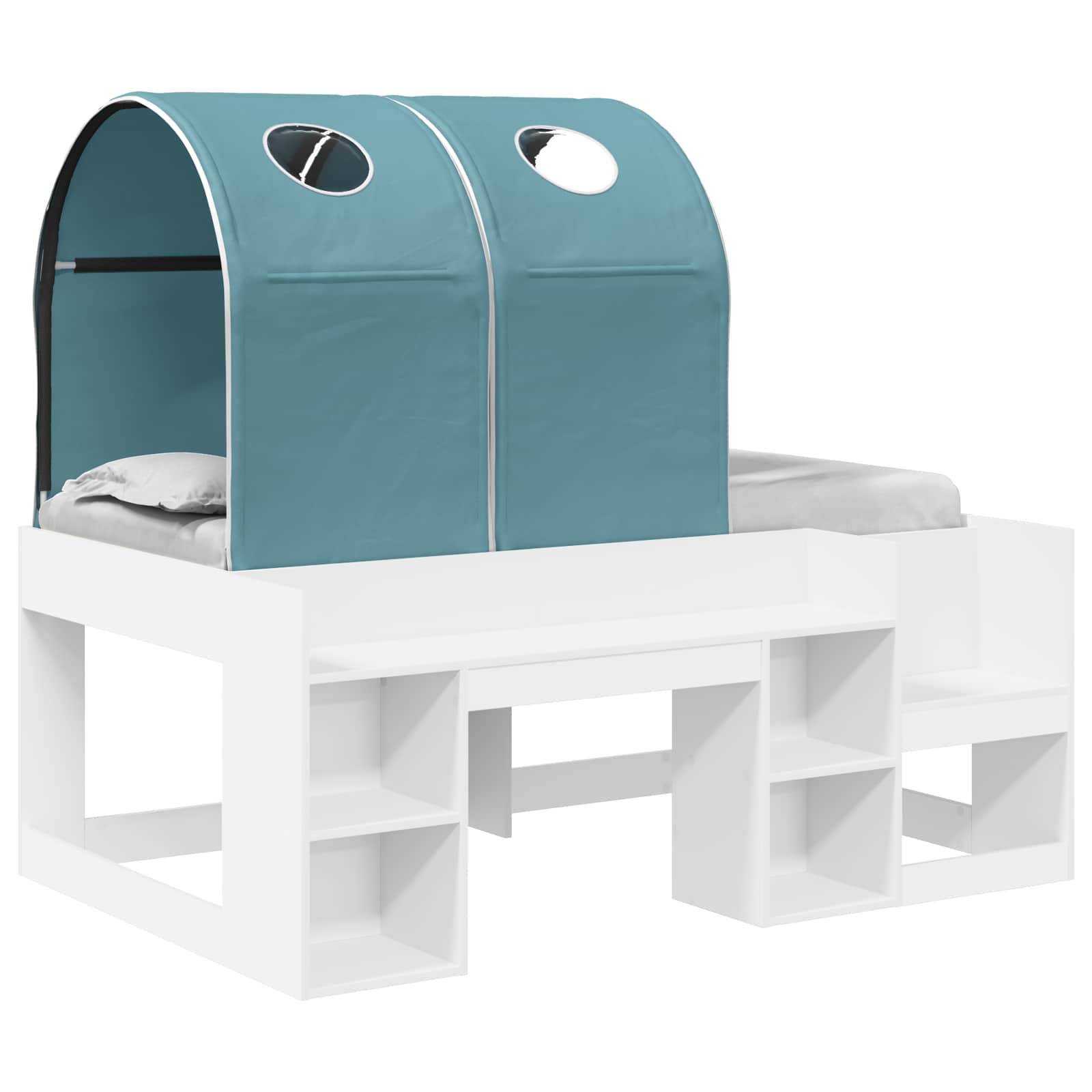 Lit avec Tunnel 4 pcs Blanc et bleu clair Bois d'ingénierie - XIOS
